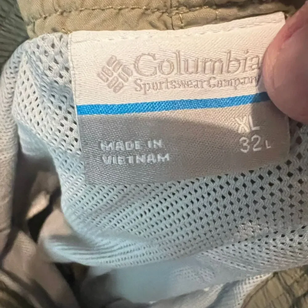Columbia Mens Board Shorts Size XL Brown Camp Pfg Omni Shade Nylon Trunks
